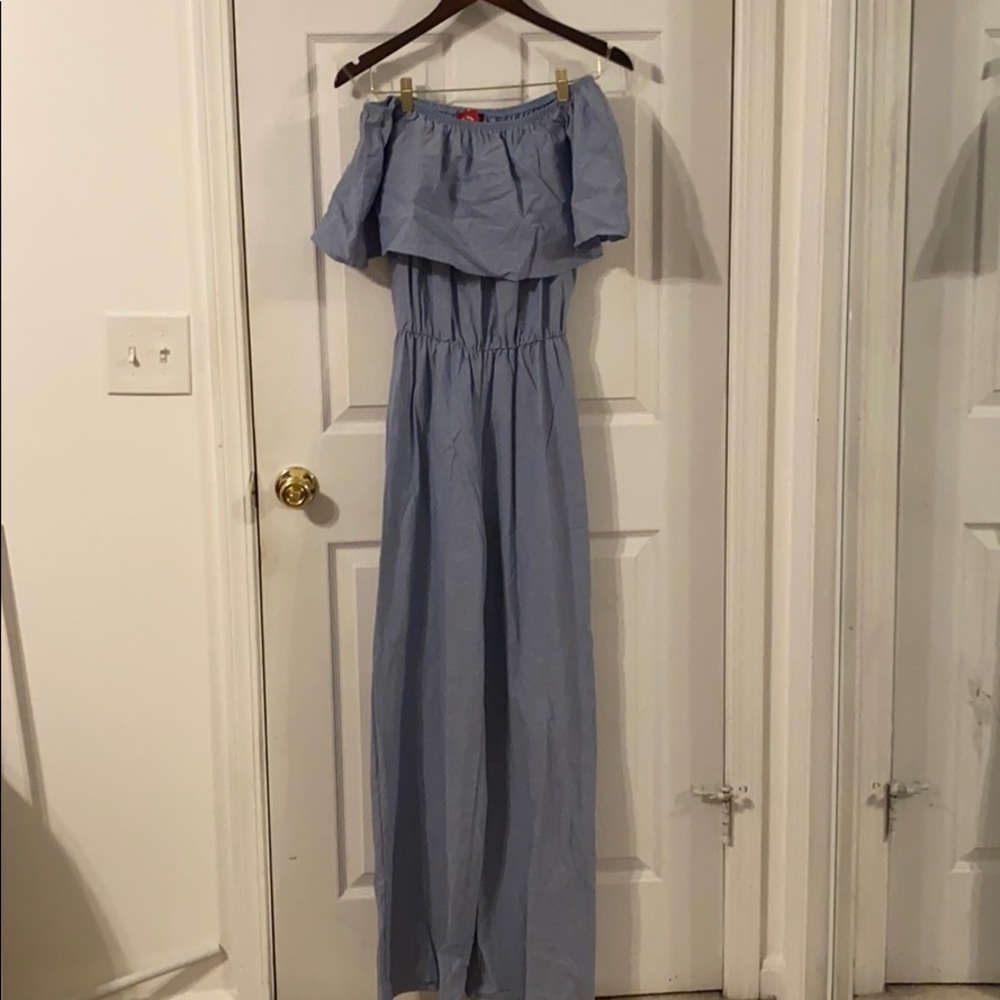 NWT off the shoulder denim jumpsuit